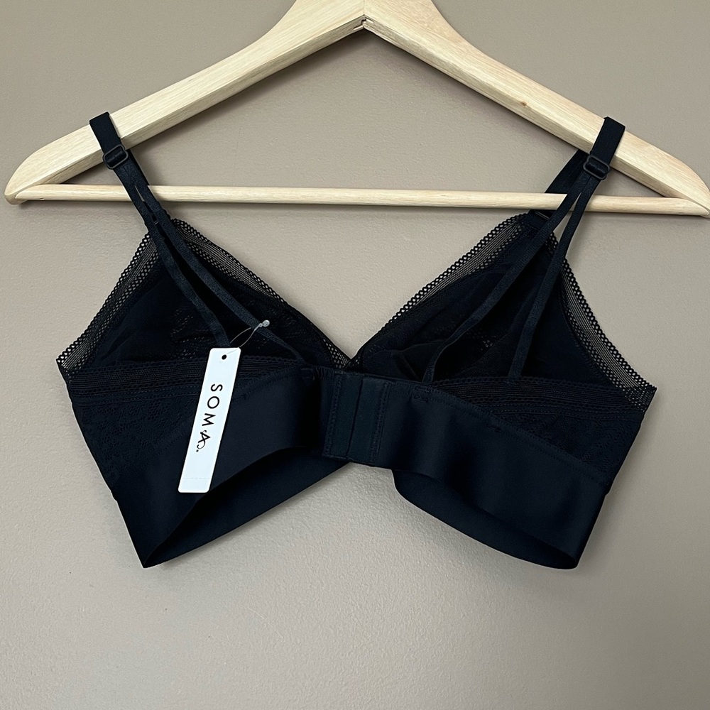 {Soma} Triangle Bralette with Lace in Black - Womens Small - NWT - Picture 6 of 13